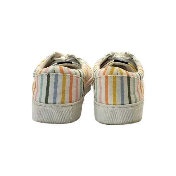 Euc J Crew Rainbow Colorful Striped Canvas Sneaker Tennis Shoe Size 7 - Picture 4 of 5